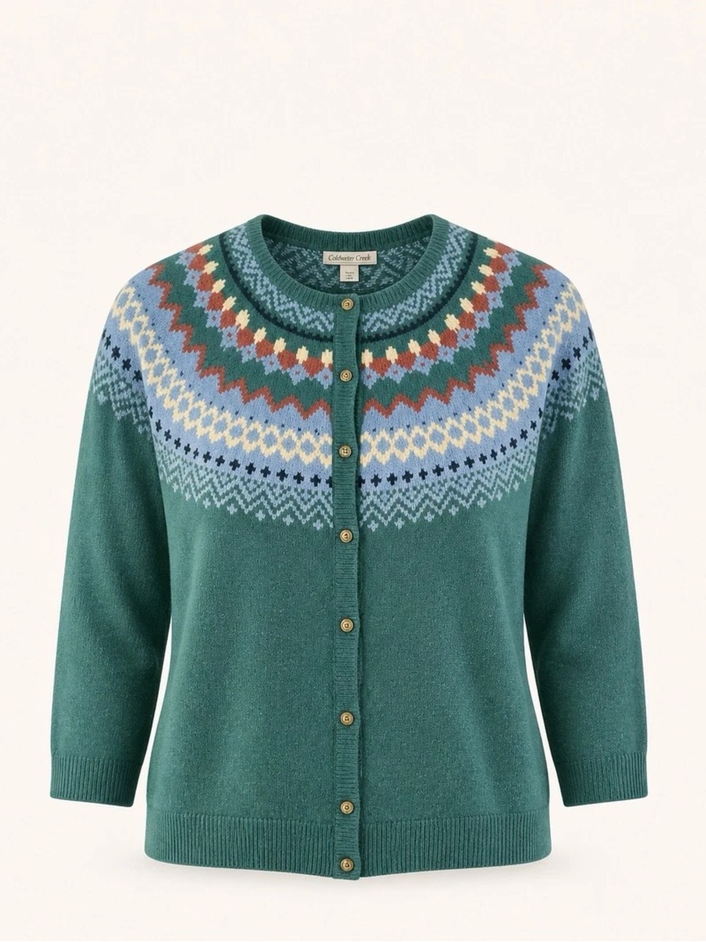 Coldwater Creek Fair Isle Button-Front Cardigan Sweater Size 2X